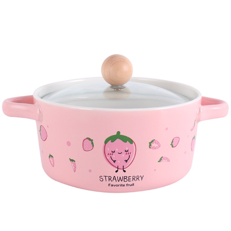 泡面碗男生陶瓷碗带盖学生宿舍家用汤碗可微波炉加热带把手双耳碗