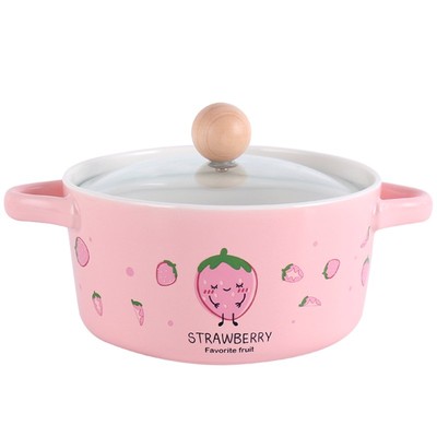 泡面碗男生陶瓷碗带盖学生宿舍家用汤碗可微波炉加热带把手双耳碗