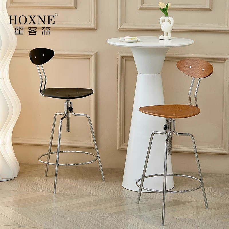 霍客森复古吧台椅子家用靠背高脚凳酒吧咖啡厅可升降前台吧椅