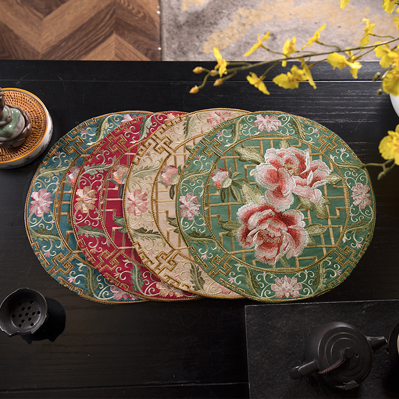 新中式餐垫餐桌垫隔热防水防烫YG布艺床头柜烟灰缸花盆花瓶垫子,居家布艺,餐垫,淘宝优惠券,粉丝福利购,淘宝优惠卷