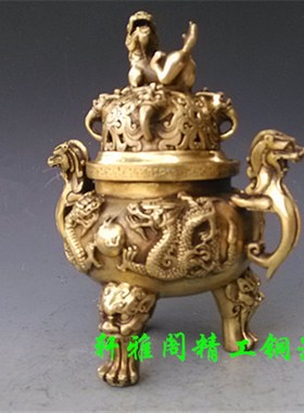 天狗双龙熏摆件 家居用品装饰大明宣德礼品大号