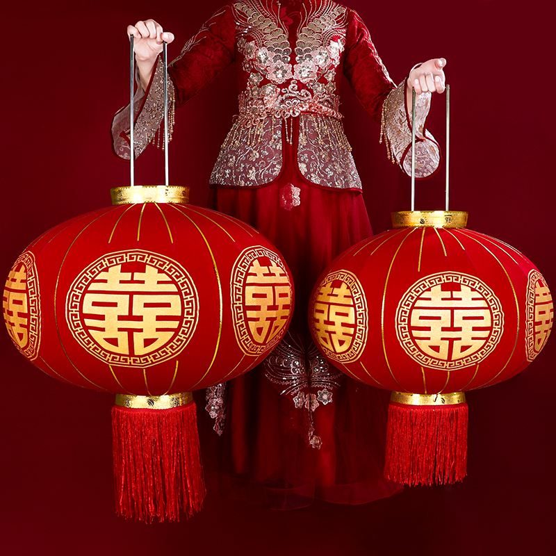 结婚喜字大红灯笼挂饰一对男方婚房大门喜庆挂件婚礼户外院子装饰