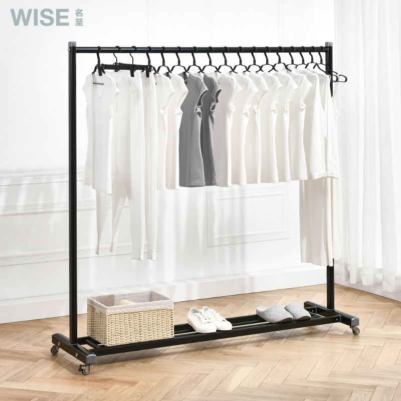 晾衣架落地室内卧室单杆式挂架家用简易移动飘窗阳台凉晒衣架