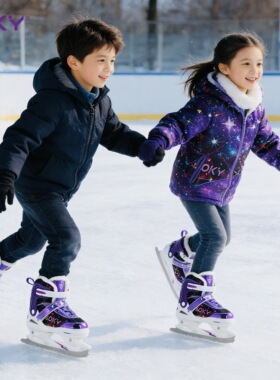 VOKY儿童冰刀鞋男女球刀可调节滑冰鞋花刀冰刀加绒保暖初学者冰鞋