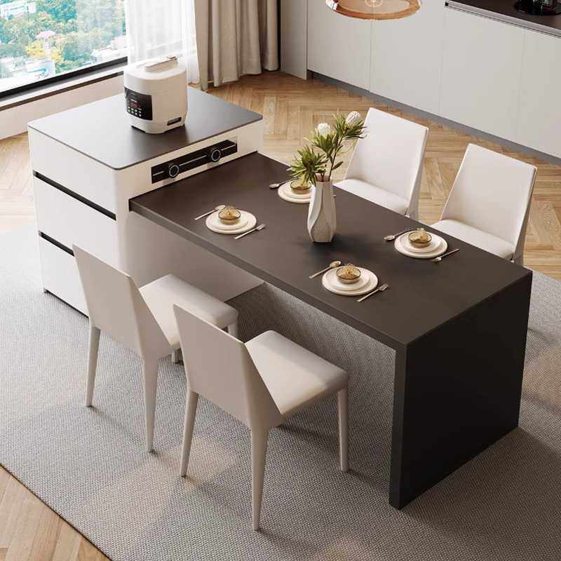 可伸缩岛台餐桌一体现代简约极简轻奢黑色岩板中岛台家用小户型,住宅家具,岛台餐桌,淘宝优惠券,粉丝福利购,淘宝优惠卷