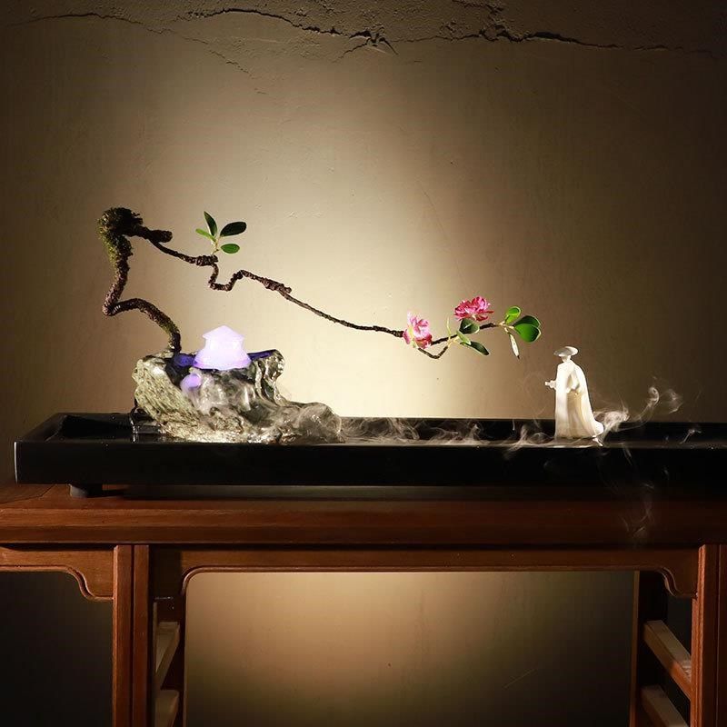 创意石头水循环 办公室流水摆件 现代简约客厅喷泉加湿器