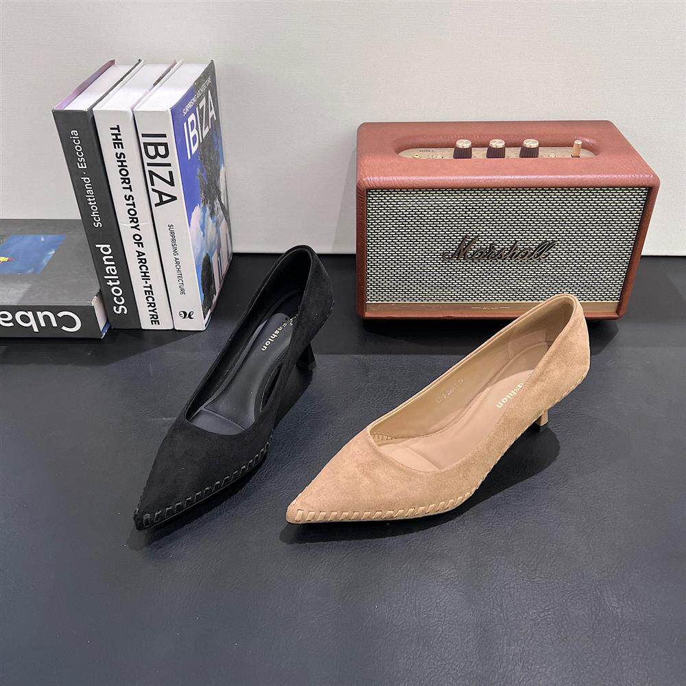 法式小猫跟黑色高跟鞋女2026年春秋季新款时尚尖头细跟单鞋女鞋潮