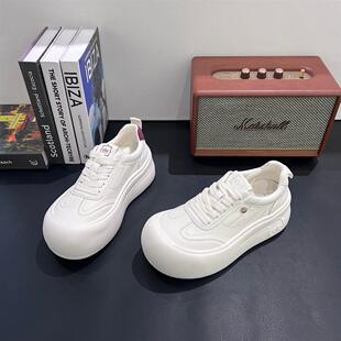 厚底增高小白鞋女2026新款爆款配阔腿裤鞋子百搭大头面包鞋运动鞋