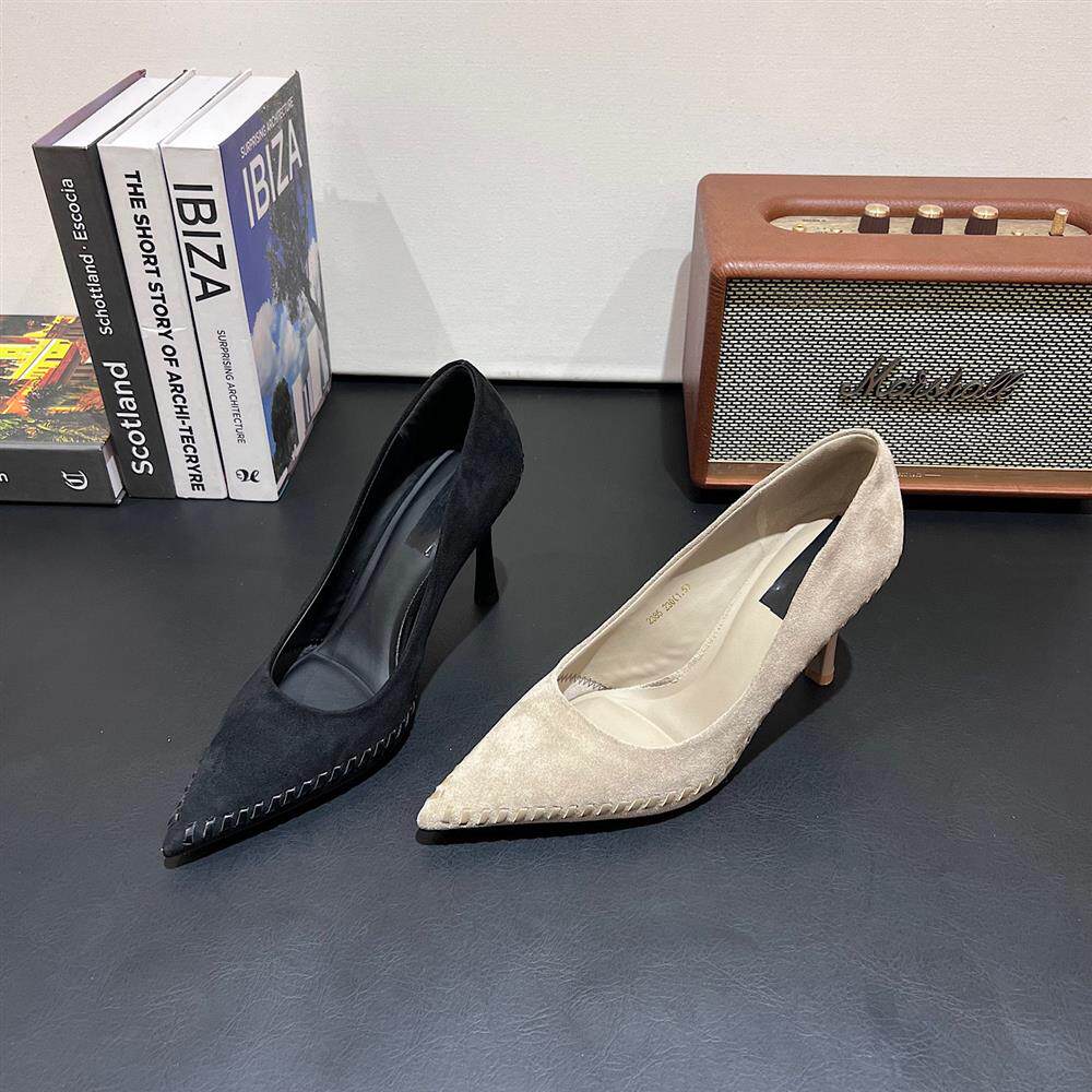 性感编织黑色高跟鞋女2026春秋季新款时尚尖头细跟单鞋浅口女鞋潮