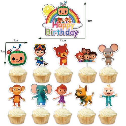 cocomelon themed Pull Flag balloon cake insert set children