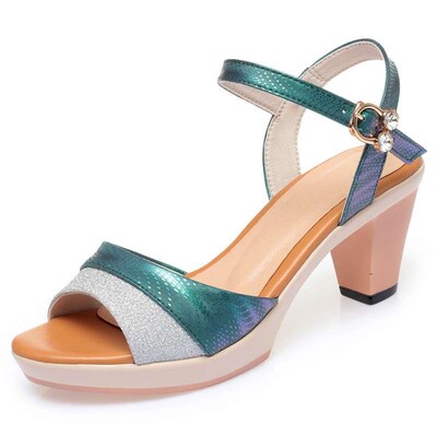 Catwalk High-heeled Sandals New Womens Summer Leather Shoes
