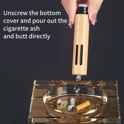 1 portable mini car mounted wooden ashtray - no dust falling