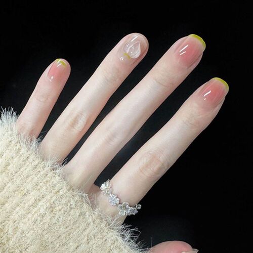 24pcas/box Fake Nails Press on Short Reusable with Designs S