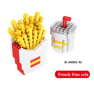 Mini Blocks Moc Fast Food Burger Ice Cream French Fries Diam