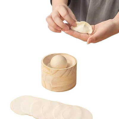 Wooden Round Dumpling Roller Kitchen Home Dough Press Tool f