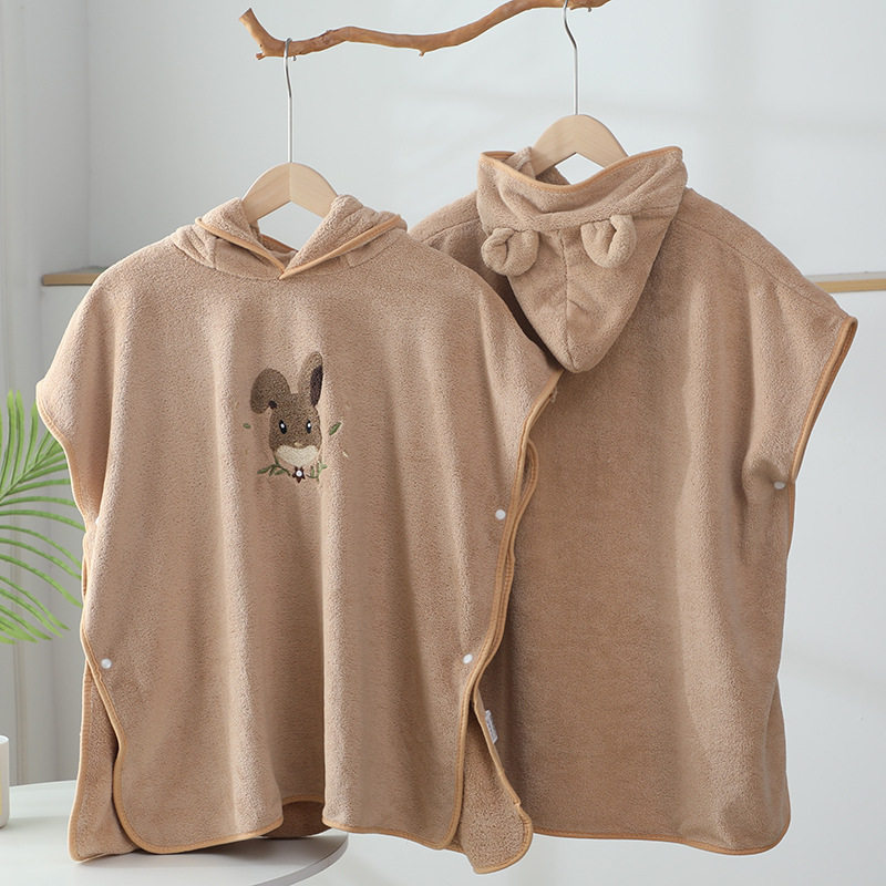 浴巾女儿童带帽斗篷浴袍柔软吸水速干可爱洗澡珊瑚绒大毛巾可穿式