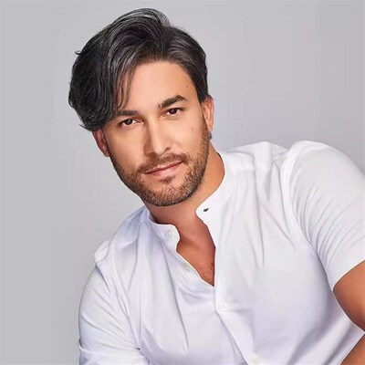 Mens Wig Black And White Bangs Partial Fluffy Wig Factory D