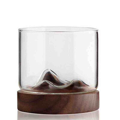 Irish Whiskey Wine Cup Small Mountain with Wooden Base