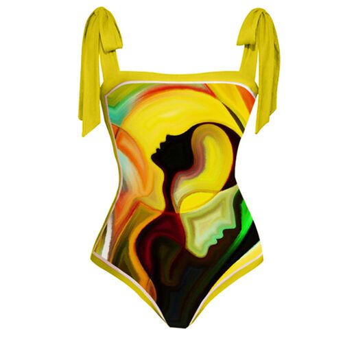 Vintage Women One Piece Swimsuit Female Retro Swimwear Beach