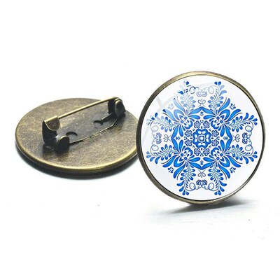 Lovely Fish Photo Ptinted Bronze Brooch Pin Chinese Style Bl