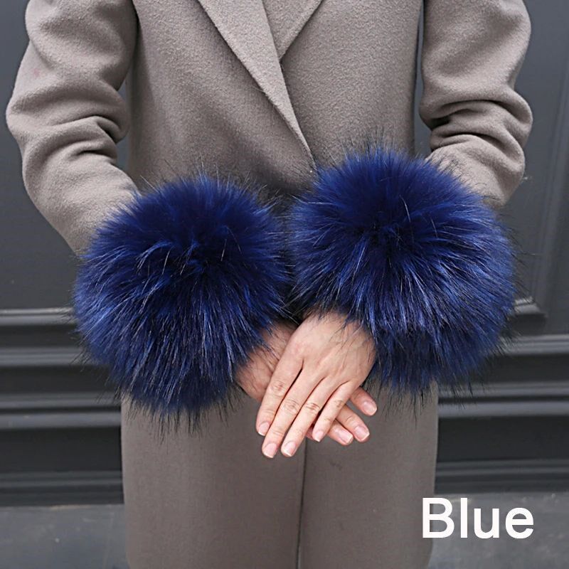 Warmer Faux Fur Plush Windproof cuff sleeve Wrist sleeve win