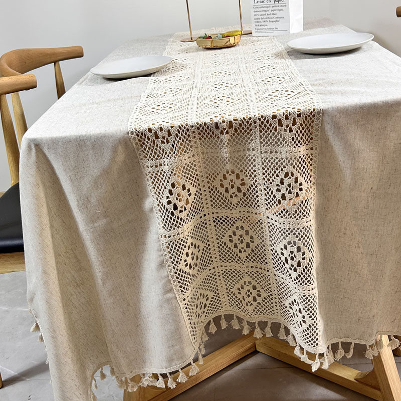 法式奶油复古棉麻蕾丝桌布布艺茶几阳台餐边桌钩针镂空盖巾民宿,居家布艺,桌布,淘宝优惠券,粉丝福利购,淘宝优惠卷