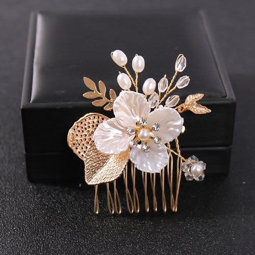 Silver Color Flower Pearl Crystal Wedding Hair Comb Hair Acc
