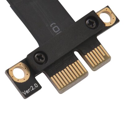 Left Angled PCIe 3.0 x1 to x1 Extension Cable EMI Shielding
