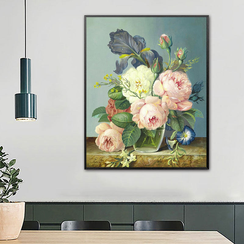 玉兰花黄百合 diy数字油画 欧式复古花卉静物 手绘填色涂鸦装饰画,家居饰品,DIY/数字油画,淘宝优惠券,粉丝福利购,淘宝优惠卷