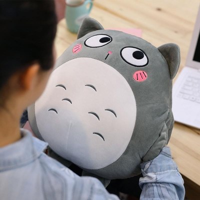 龙猫抱枕被子两用毯子暖手三合一抱枕毯空调午睡枕汽车靠垫捂手枕