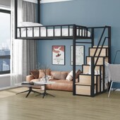 二楼床阁楼上床 上下床 桌子下面 覆式 桌子 小公寓单上层阁楼