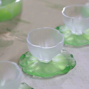 小白茶具心缘堂琉璃茶杯垫一杯一碟套组中式蓝色绿色小清新茶器