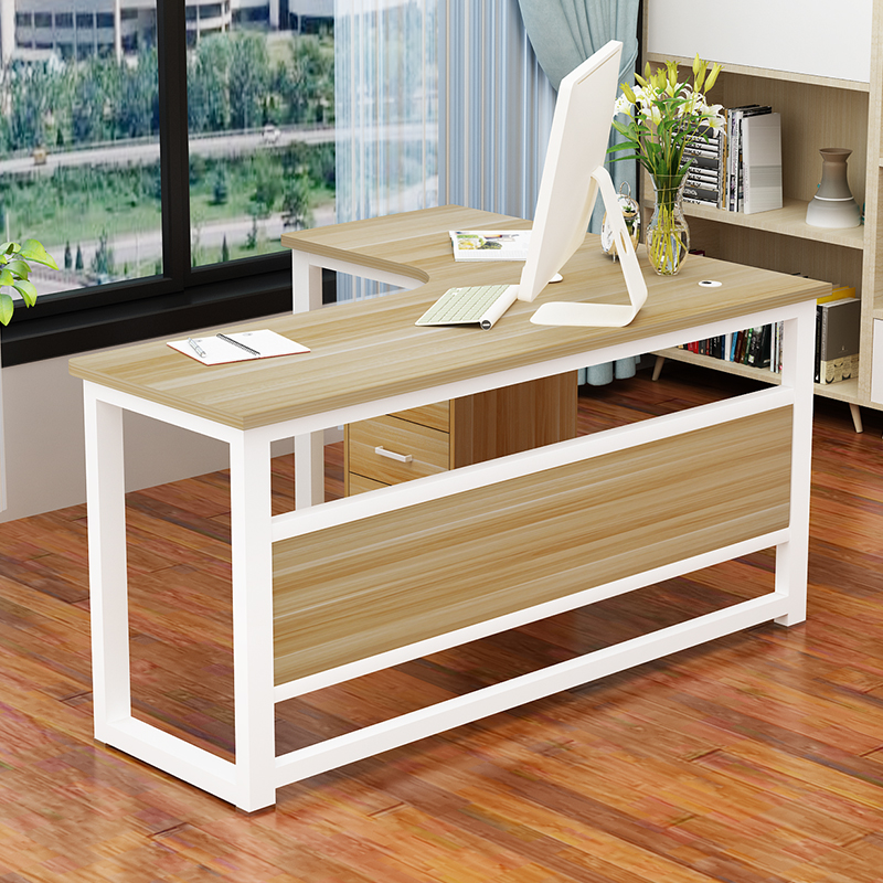 转角书桌电脑台式桌带挡板型家用墙角拐角写字桌简约轻奢办公桌