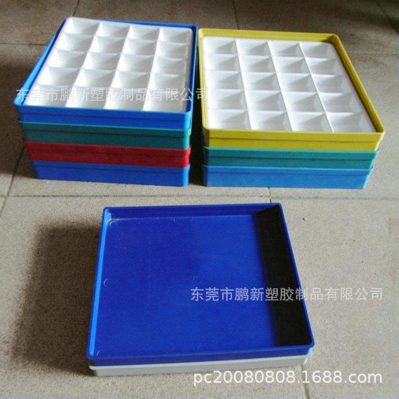 绿色塑料表面胶盘可垫海棉心手表壳周转车间方盒TTP棉手链托盘