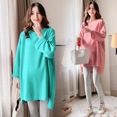 T恤中长版 长袖 300a字宽松休闲纯棉上衣女200 孕妇卫衣秋装 超大尺码