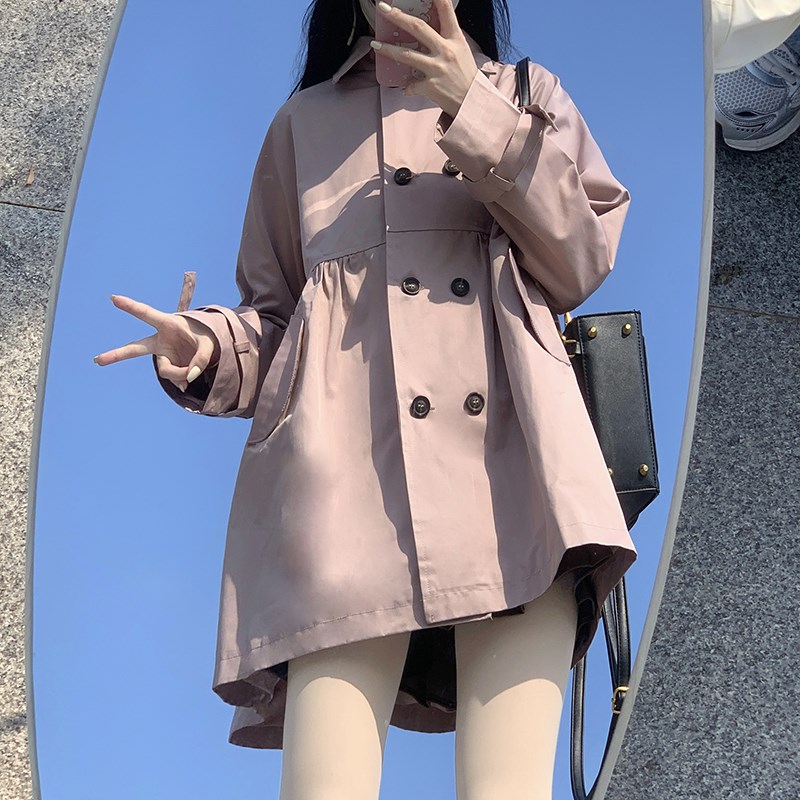 高中女生中长款风衣外套秋冬新款风衣