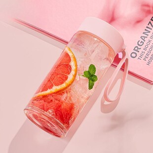 带有毫升刻度的水杯单层高硼硅玻璃杯可爱随手杯高颜值学生水杯简