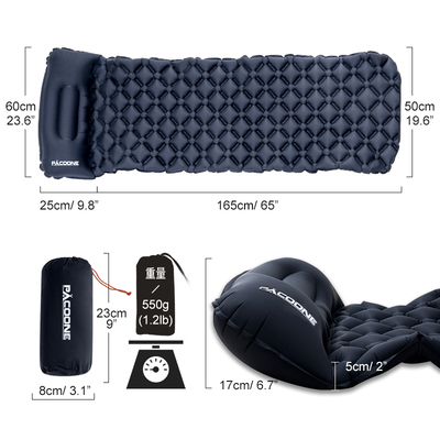 PACOONE户外露营充气垫野餐野营加厚帐篷睡垫便捷气垫单人防潮垫
