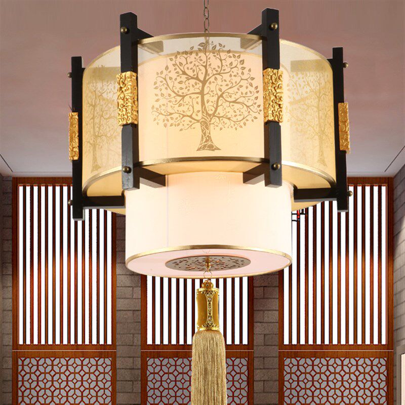 中式吊灯实木客厅灯餐厅包厢仿古木艺茶楼灯走廊大厅工程灯书房灯