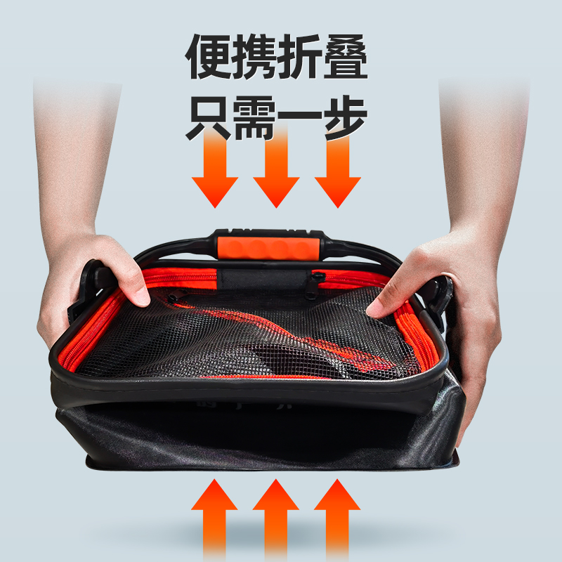 折叠打水桶钓鱼2023新款路亚硬壳活鱼桶鱼护桶鱼箱手提装鱼桶