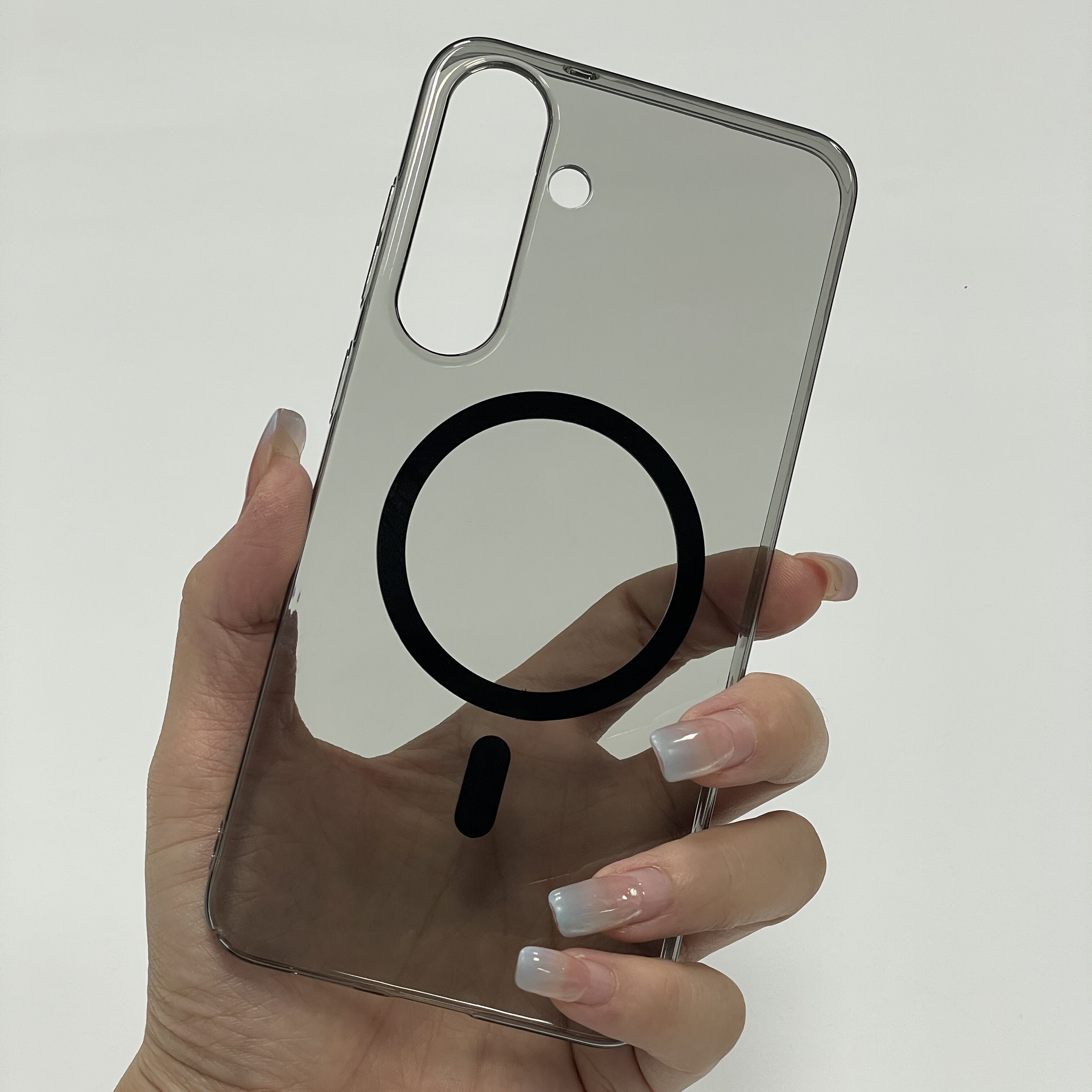 透色适用华为/荣耀/小米/vivo/oppo磁吸柔砂轻薄肤感无线充电手机壳防摔全包透灰透白透金