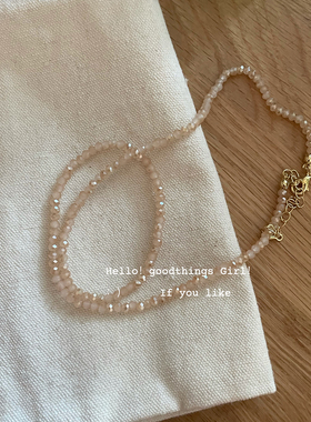 好事物新款香槟色水晶串珠项链甜美超仙锁骨链简约百搭叠戴颈链女