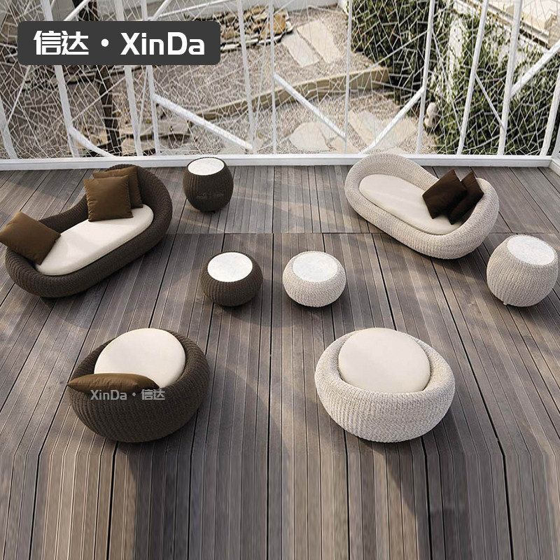 户外沙发藤编躺床庭院休闲藤椅露天花园露台样板房室外藤沙发组合,住宅家具,户外沙发,淘宝优惠券,粉丝福利购,淘宝优惠卷