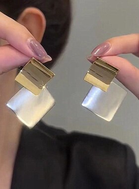 高级感几何金属亮片耳环大气夸张设计耳钉小众轻奢圆脸显瘦耳饰女