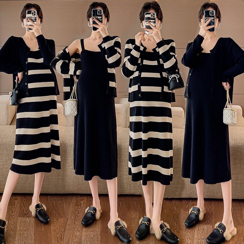 春秋孕妇时尚条纹开衫上衣长裙休闲套装宽松显瘦过膝连衣裙300斤,孕妇装/孕产妇用品/营养,套装,淘宝优惠券,粉丝福利购,淘宝优惠卷