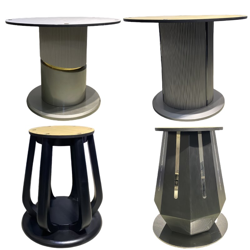 轻奢大理石圆桌脚实木餐台脚奢石圆桌腿岩板支架意式极简餐桌底座