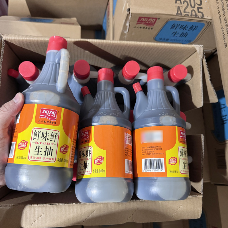 加加鲜味鲜生抽800ml*6瓶批发