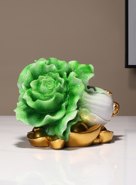 新中式百财玉白菜摆件玄关客厅乔迁家居摆设创意办公桌装饰品