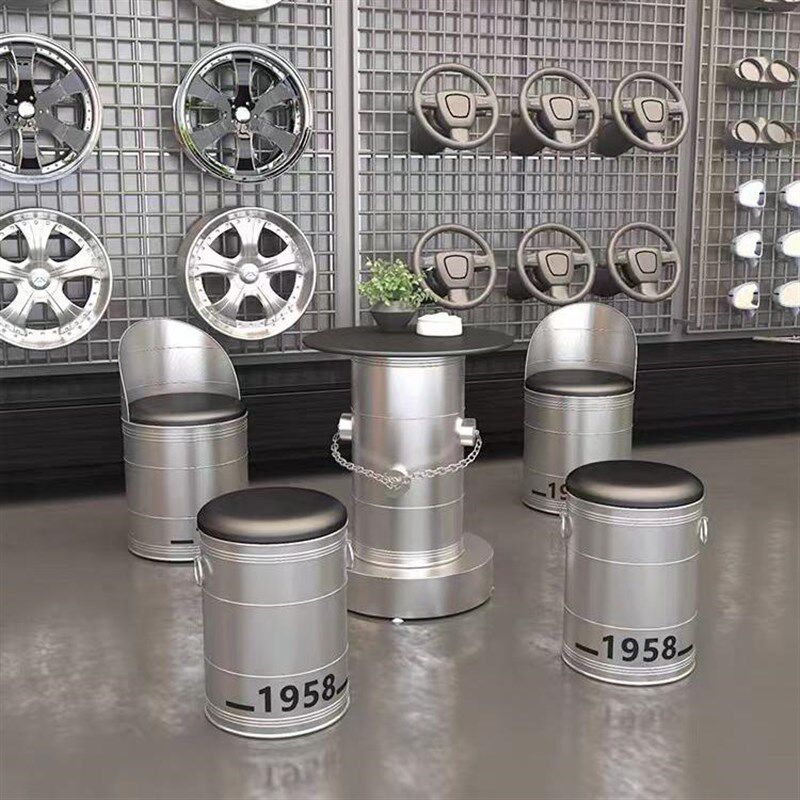 工业风复古油桶椅创意咖啡厅酒吧休闲奶茶店美发店桌椅铁桶凳椅子