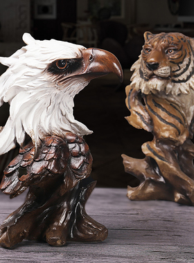 创意现树脂飞禽走兽摆件家居客厅玄关书柜装饰品